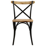 NNEVL Cross Chairs 4 pcs Black Solid Mango Wood