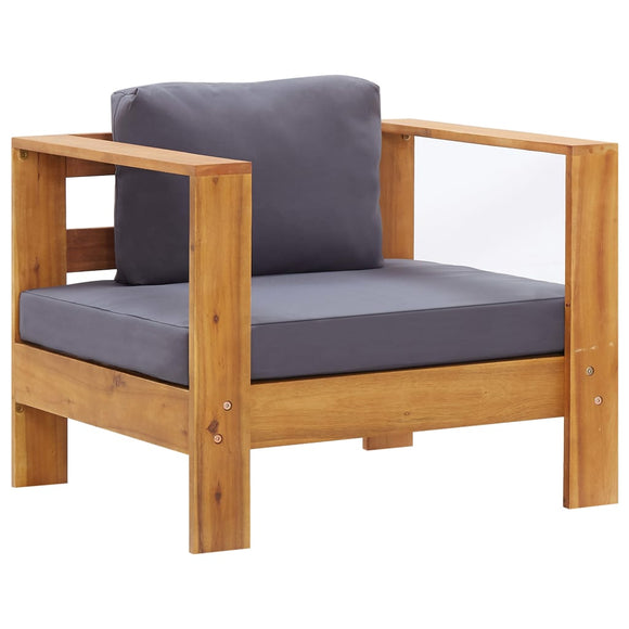 NNEVL Garden Sofa Chair with Cushion Dark Grey Solid Acacia Wood