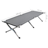 NNEVL Camping Bed 190x74x47 cm XL Grey