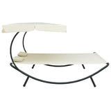 NNEVL Outdoor Lounge Bed with Canopy and Pillows Cream White