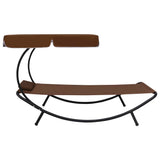 NNEVL Outdoor Lounge Bed with Canopy & Pillow Brown