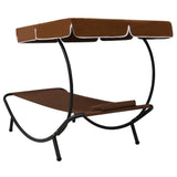 NNEVL Outdoor Lounge Bed with Canopy & Pillow Brown