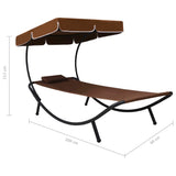NNEVL Outdoor Lounge Bed with Canopy & Pillow Brown