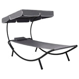 NNEVL Outdoor Lounge Bed with Canopy & Pillow Grey