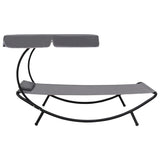 NNEVL Outdoor Lounge Bed with Canopy & Pillow Grey