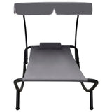 NNEVL Outdoor Lounge Bed with Canopy & Pillow Grey