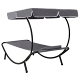 NNEVL Outdoor Lounge Bed with Canopy & Pillow Grey
