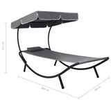 NNEVL Outdoor Lounge Bed with Canopy & Pillow Grey
