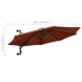 NNEVL Wall-Mounted Parasol with Metal Pole 300 cm Terracotta