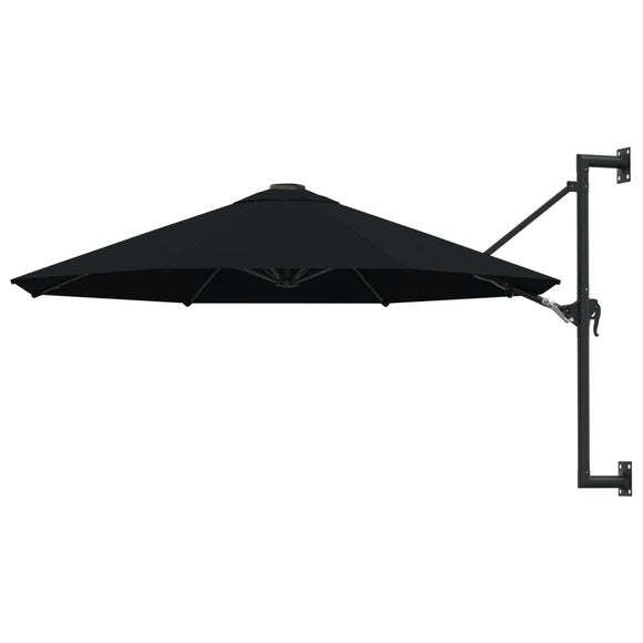 NNEVL Wall-Mounted Parasol with Metal Pole 300 cm Black