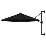 NNEVL Wall-Mounted Parasol with Metal Pole 300 cm Black