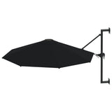 NNEVL Wall-Mounted Parasol with Metal Pole 300 cm Black