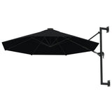 NNEVL Wall-Mounted Parasol with Metal Pole 300 cm Black