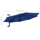 NNEVL Wall-Mounted Parasol with Metal Pole 300 cm Blue