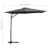 NNEVL Outdoor Parasol with Steel Pole 300x250 cm Anthracite
