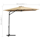 NNEVL Outdoor Parasol with Steel Pole 300 cm Taupe