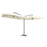 NNEVL Double Parasol with Steel Pole 250x250 cm Sand White