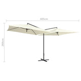 NNEVL Double Parasol with Steel Pole 250x250 cm Sand White