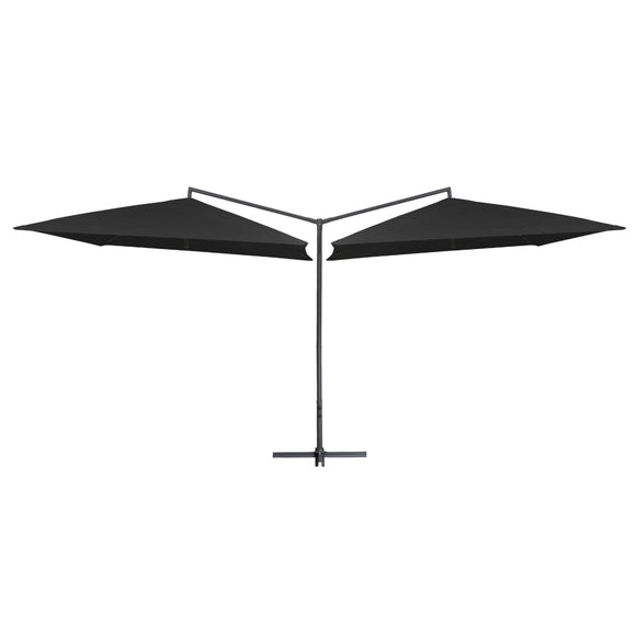 NNEVL Double Parasol with Steel Pole 250x250 cm Black