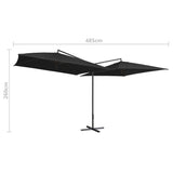 NNEVL Double Parasol with Steel Pole 250x250 cm Black
