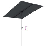 NNEVL Outdoor Parasol with Aluminium Pole 2x1.5 m Black