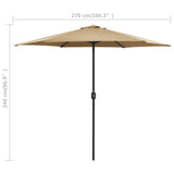 NNEVL Outdoor Parasol with Aluminium Pole 270x246 cm Taupe