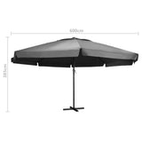 NNEVL Outdoor Parasol with Aluminium Pole 600 cm Anthracite