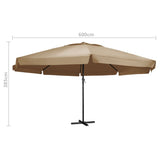 NNEVL Outdoor Parasol with Aluminium Pole 600 cm Taupe