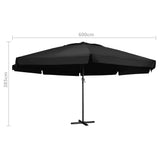 NNEVL Outdoor Parasol with Aluminium Pole 600 cm Black