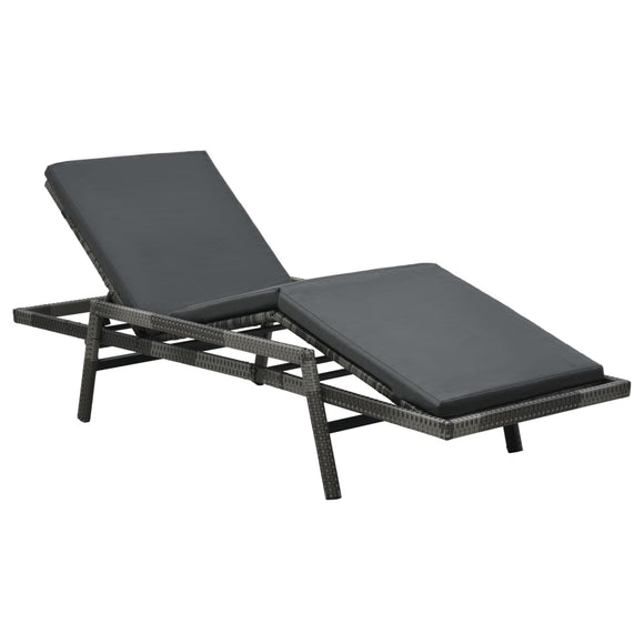 NNEVL Sun Lounger with Cushion Poly Rattan Grey