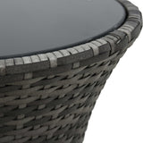 NNEVL 3 Piece Bistro Set with Cushions Poly Rattan Grey