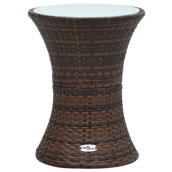 NNEVL Garden Side Table Drum Shape Brown Poly Rattan