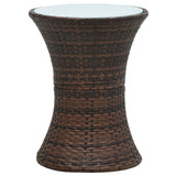 NNEVL Garden Side Table Drum Shape Brown Poly Rattan