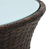 NNEVL Garden Side Table Drum Shape Brown Poly Rattan