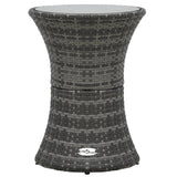 NNEVL Garden Side Table Drum Shape Grey Poly Rattan