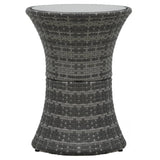 NNEVL Garden Side Table Drum Shape Grey Poly Rattan