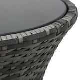 NNEVL Garden Side Table Drum Shape Grey Poly Rattan