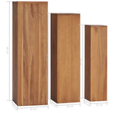 NNEVL 3 Piece Plant Stand Set Solid Teak Wood