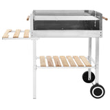 NNEVL XXL Trolley Charcoal BBQ Grill Stainless Steel with 2 Shelves