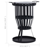 NNEVL Garden Fire Pit Basket with BBQ Grill Steel 47.5 cm
