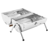 NNEVL Portable Tabletop Charcoal BBQ Grill Stainless Steel Double Grids