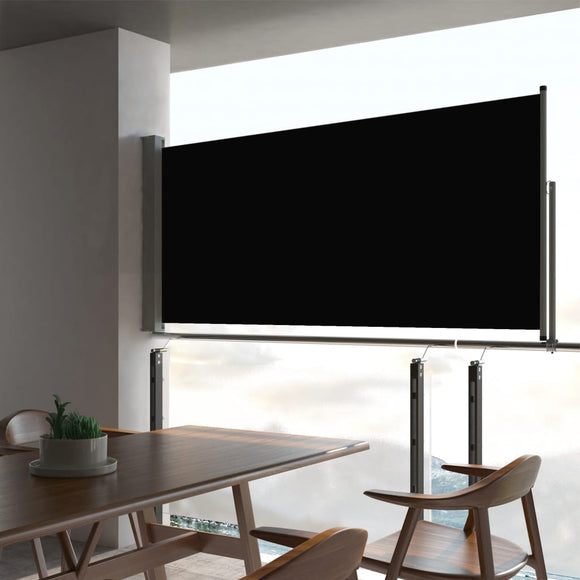 NNEVL Patio Retractable Side Awning 60x300 cm Black