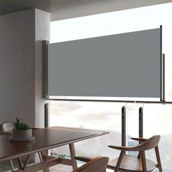 NNEVL Patio Retractable Side Awning 60x300 cm Grey