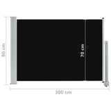 NNEVL Patio Retractable Side Awning 80x300 cm Black