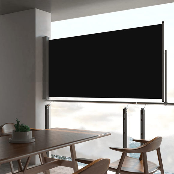 NNEVL Patio Retractable Side Awning 80x300 cm Black