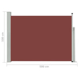 NNEVL Patio Retractable Side Awning 100x500 cm Brown