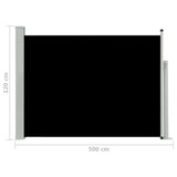 NNEVL Patio Retractable Side Awning 120x500 cm Black