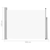 NNEVL Patio Retractable Side Awning 120x500 cm Cream