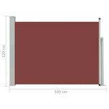 NNEVL Patio Retractable Side Awning 120x500 cm Brown