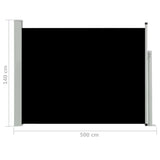 NNEVL Patio Retractable Side Awning 140x500 cm Black
